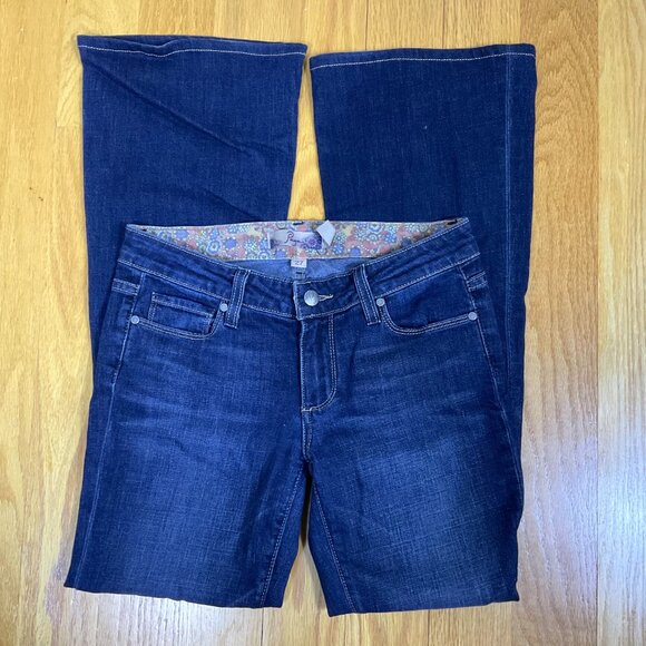 Paige Jeans Low Rise Flared Leg Dark Wash Bell Canyon (27) - Picture 3 of 8